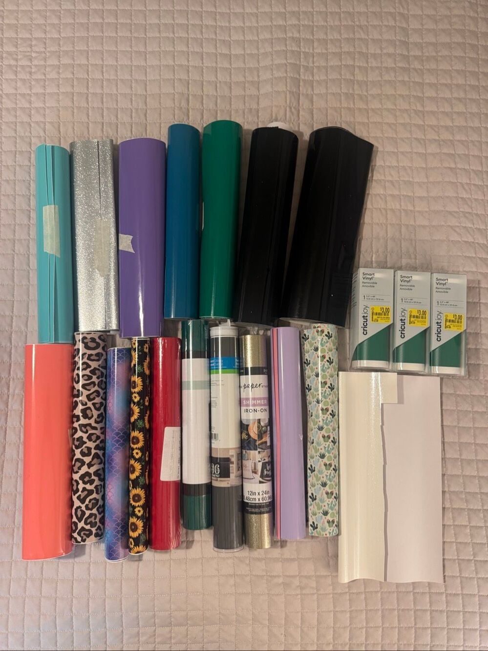 Large Craft Vinyl Bundle Cricut Iron-On Permanent Removable Assorted Colors